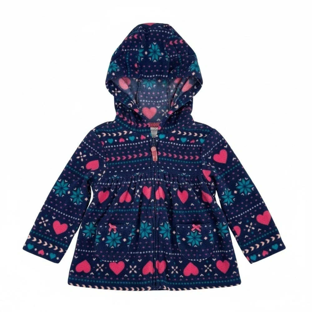 Carter’s 2-Pc Bundle Pink Plaid Dress and Hooded Fleece Infant Girl SZ 6 Month